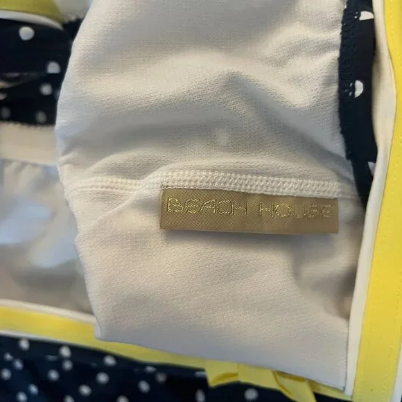 Beach House Women's Built in Padded Bra Tankini Top Blue Polka Dot Size 10 - Picture 4 of 5